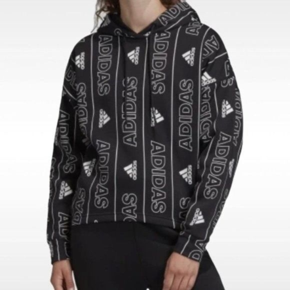 Adidas Black and White Logo Hoodie